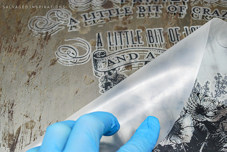 Rub on Transfer on Vintage Mirror