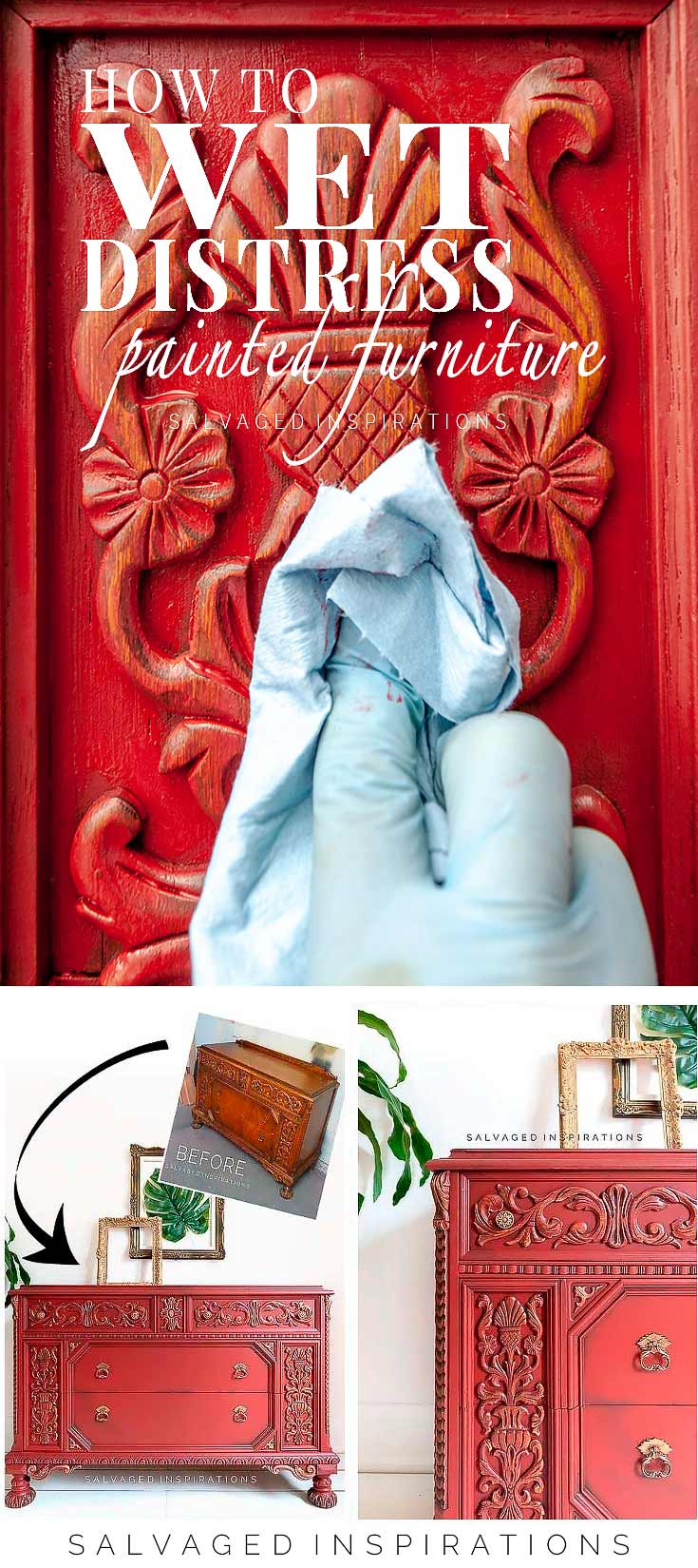 How To WET Distress Painted Furniture Tutorial