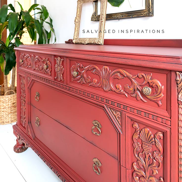 Side View of Painted Distressed Dresser