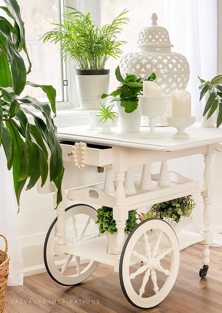 Side View Of Painted Tea Cart