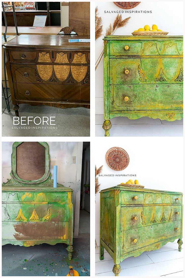 Before and After Spring Textured Dresser Makeover