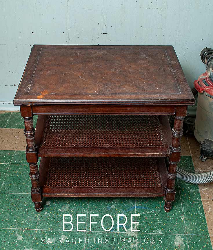 Cane Side Table Before