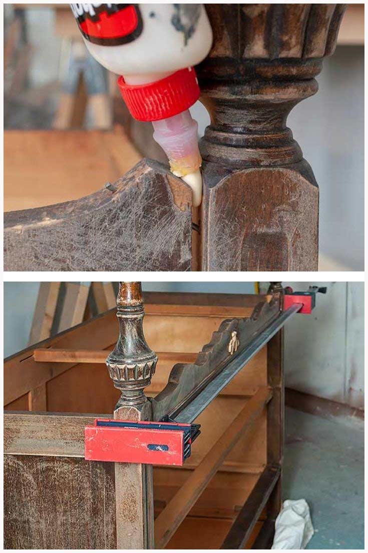 Repairing Vintage Dresser Frame
