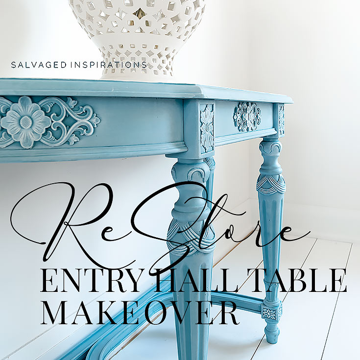 Side View of Silk Painted Entry Table txt