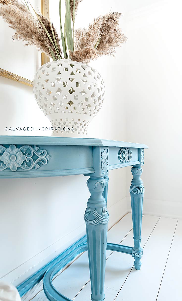 Side View of Silk Painted Entry Table