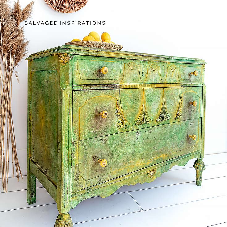 Spring Painted Textured Dresser Makeover IG