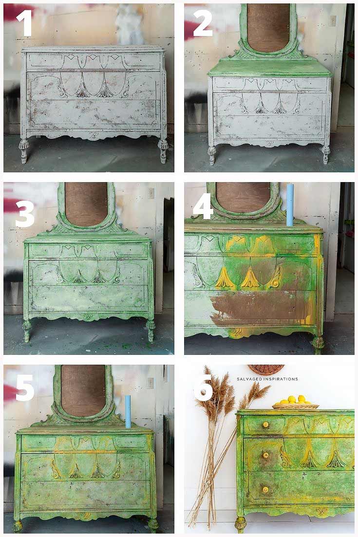 Spring Textured Dresser Makeover Steps
