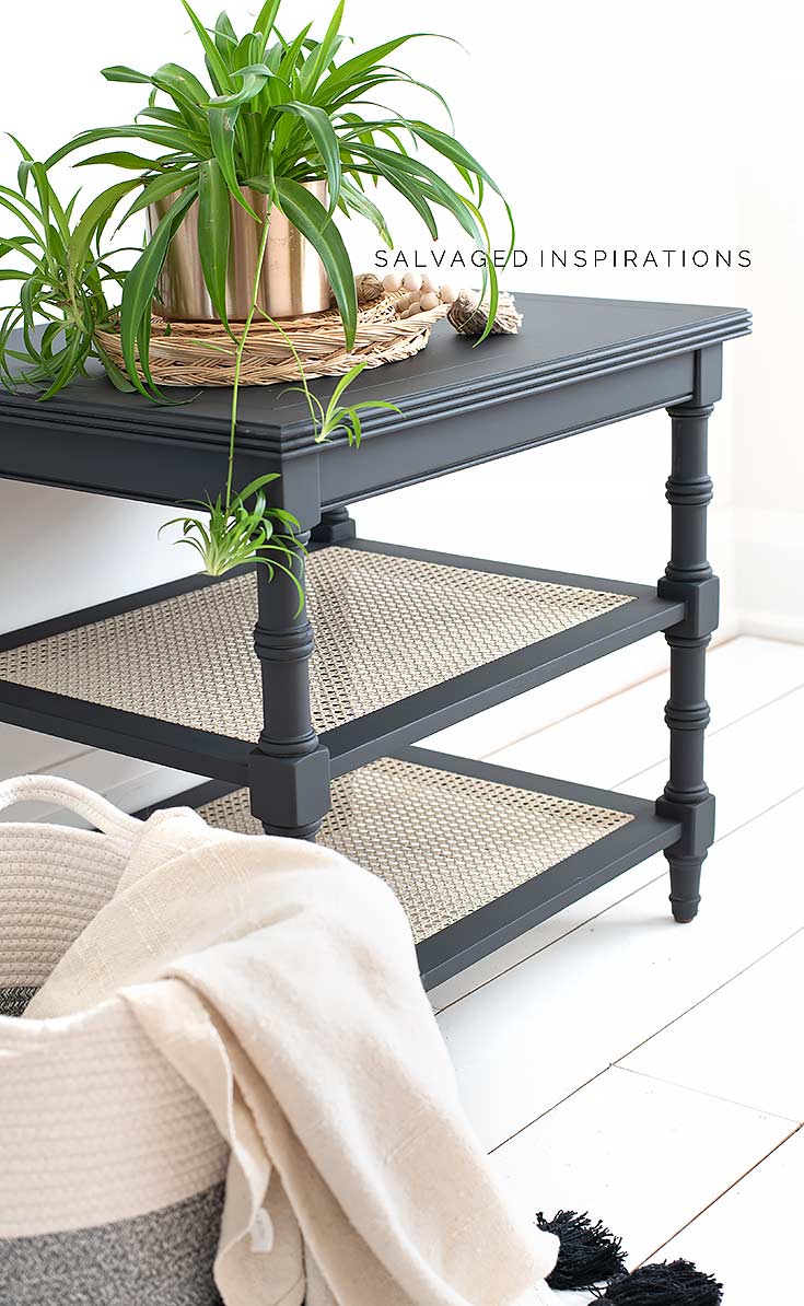 Painted Ethan Allen Cane Side Table