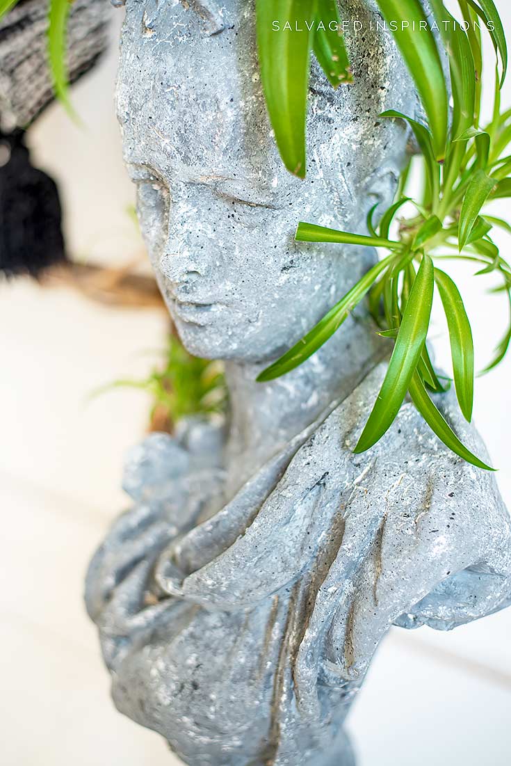 Side View of Cement Lady Planter