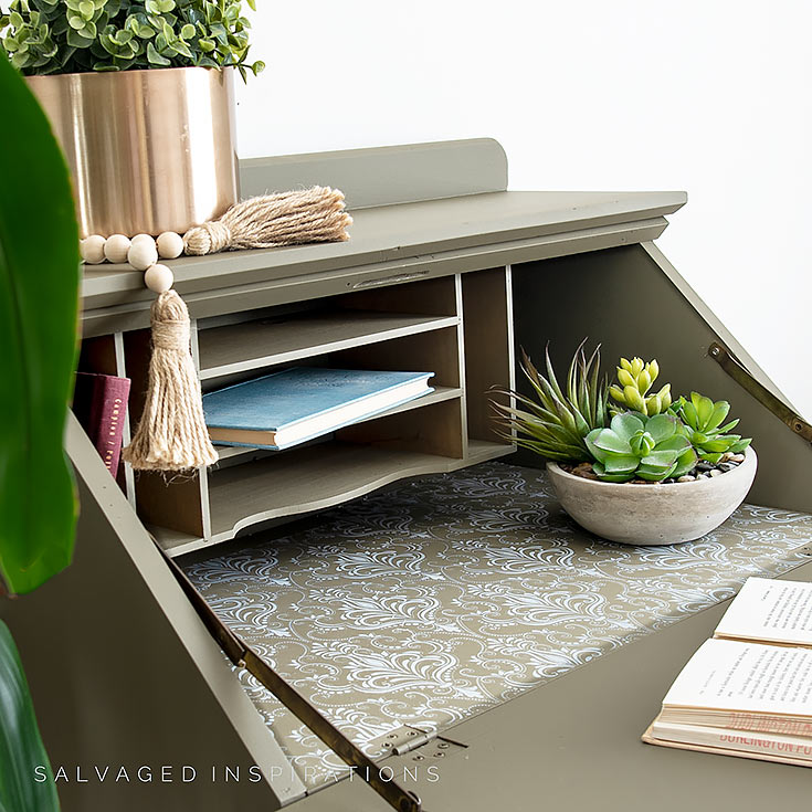 Silk Painted Secretary INSide View