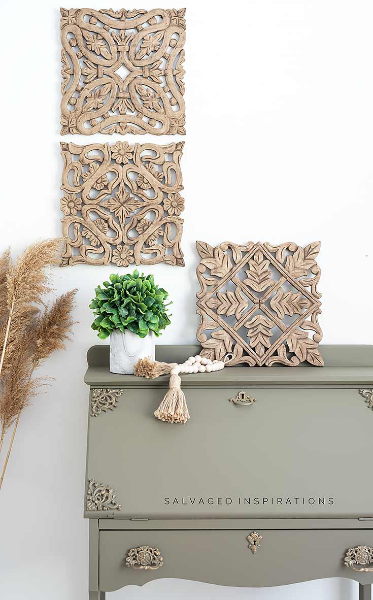 Carved Wood Painted Faux Wood