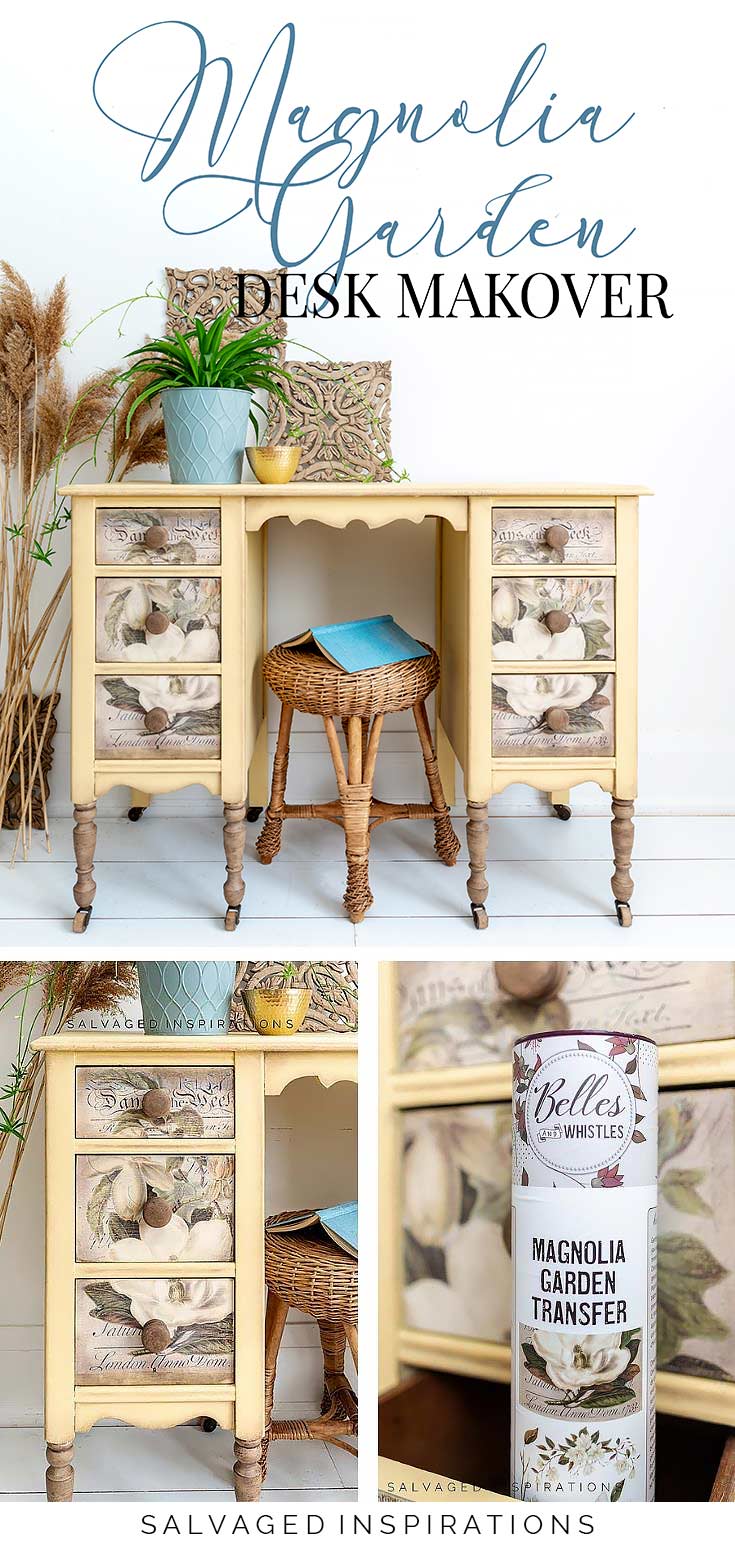 Magnolia Gardens Desk Makeover PIN- Salvaged Inspirations