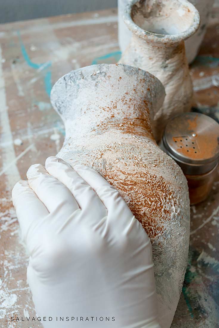 Rubbing in Cinnamon to Create Terra Cotta Finish