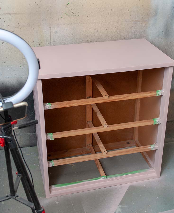 Spray Painting Laminate Dresser