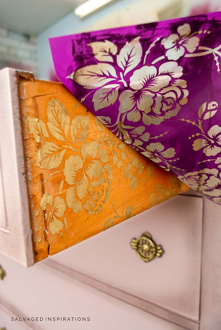 Applying Silk Screen Stencil To Drawer Side