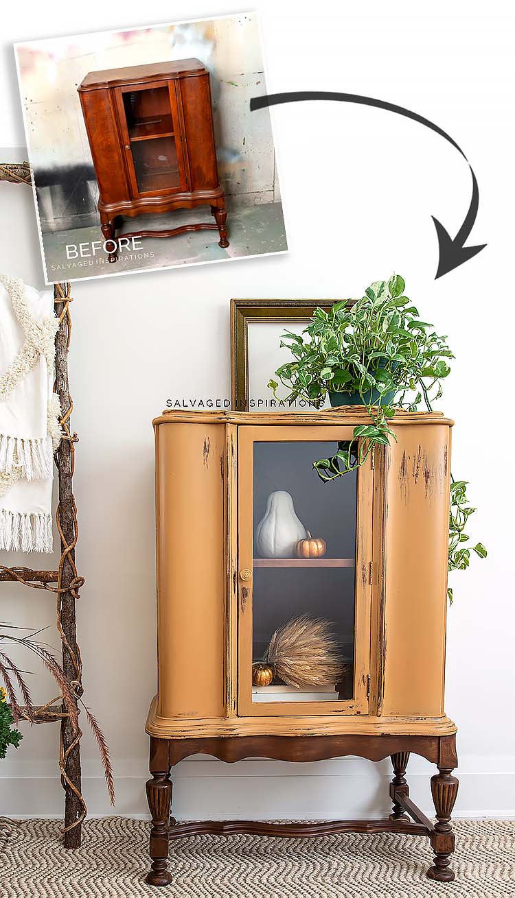 Distressed w Sandpaper Cabinet Before and After