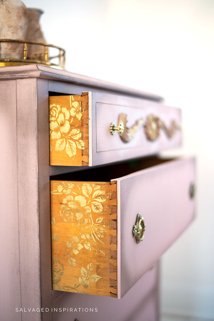 Gold Stenciled Drawer Details