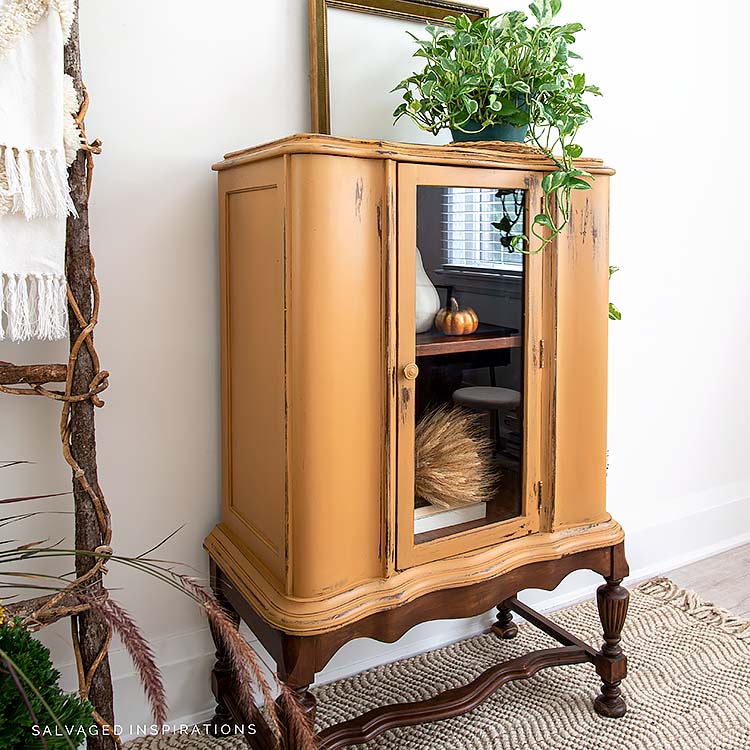 Side View of Distressed Painted China Cabinet IG