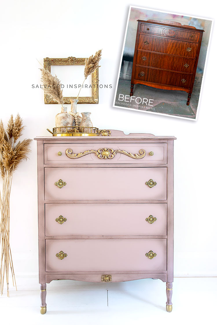 Tea Rose Vintage Dresser Before and After