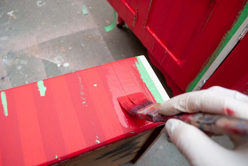Painting Stripes on Drawers