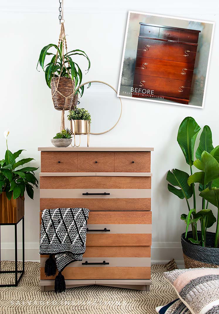 Before and After Painted and Restyled MCM Dresser