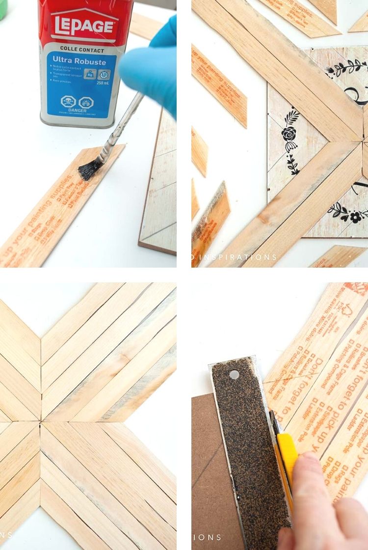 Gluing Paint Sticks for Clock