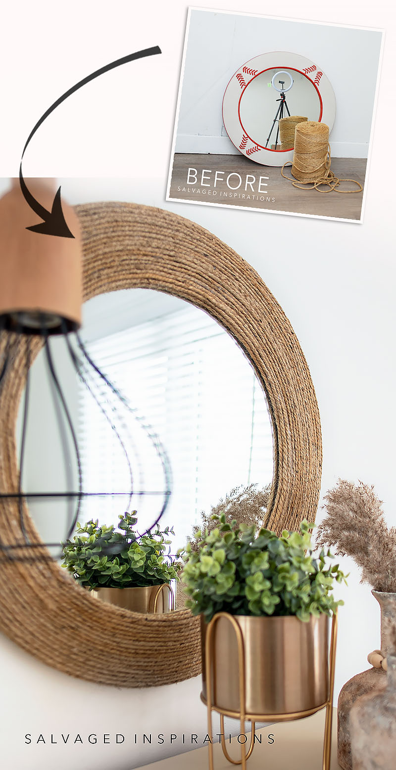 DIY Rope Mirror w Dresser Before and After