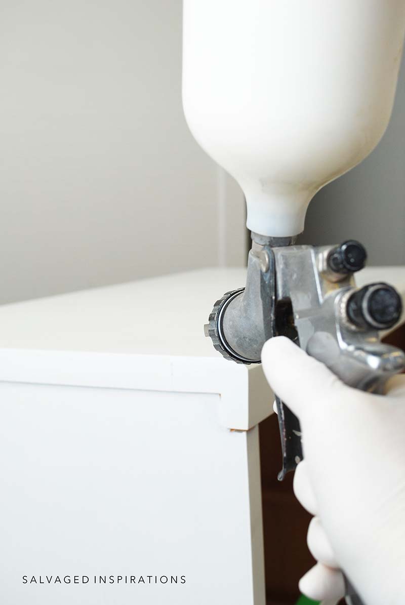 Spray Painting Dresser in Salt Water SILK Paint