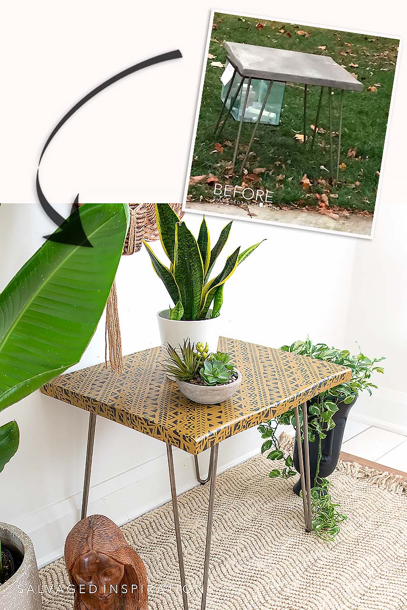 CurbShopped Table turned Mudcloth Table Before and After