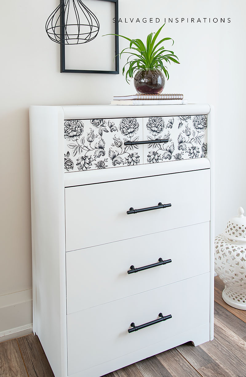 Side View of Black Floral Dresser
