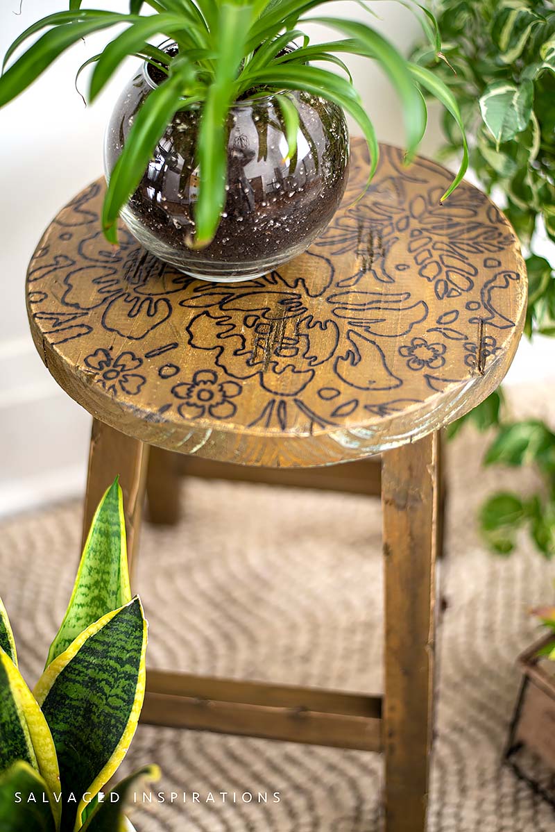 Top View of Wood Burning on Furniture