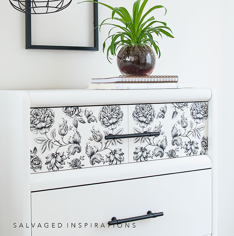 Vintage Floral Transfer in Black