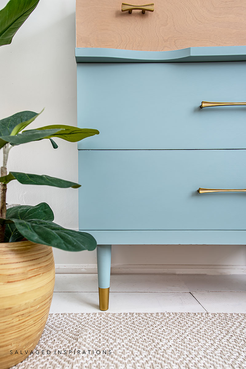 Close Up of Painted and Stained Thrift Dresser