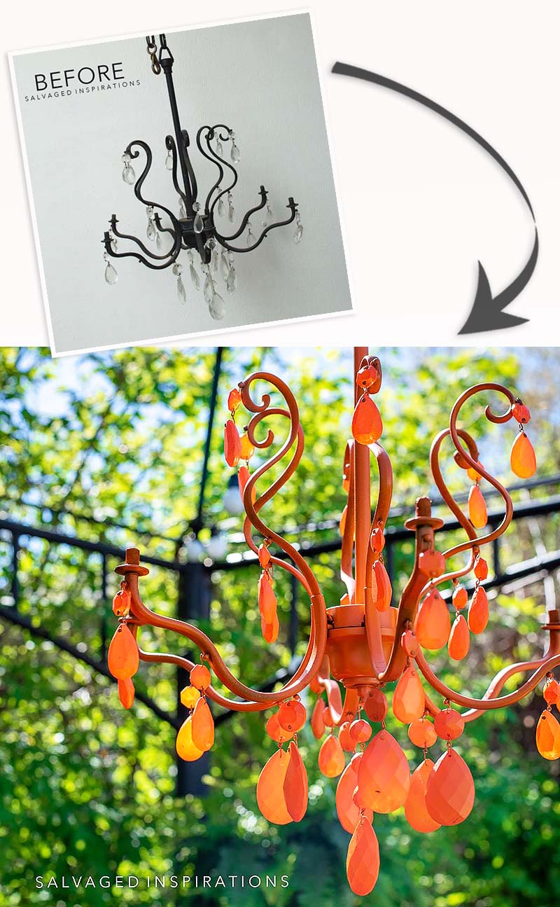 Before and After Painted Chandelier IG