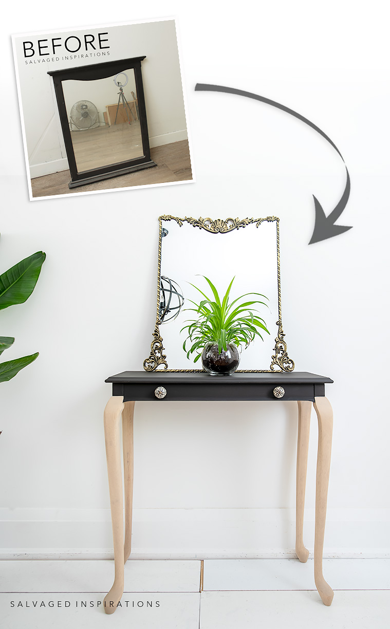 DIY Antique Gold Mirror Before And After