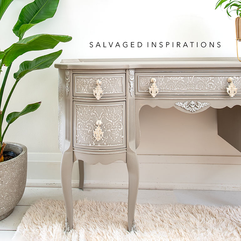 Damask Raised Stencil Desk IG