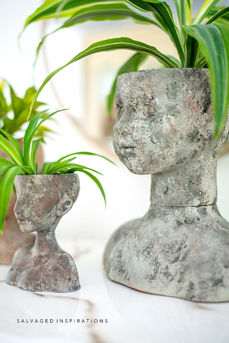 DIY Doll Head Planters 3 In Row IG