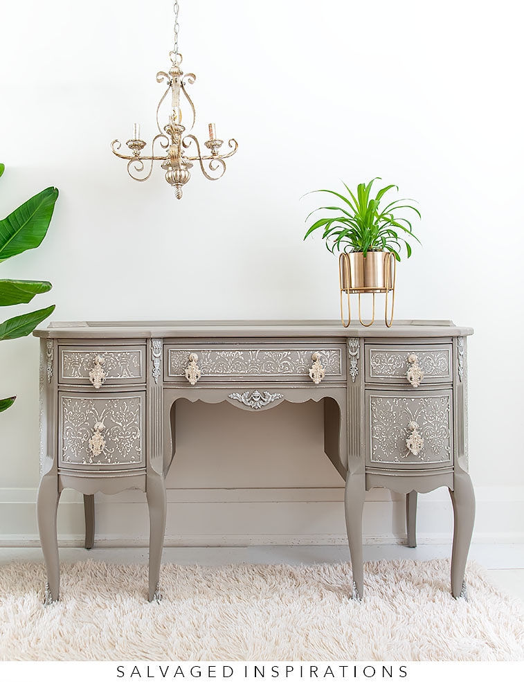 Royal Damask Raised Stencil Thrift Desk