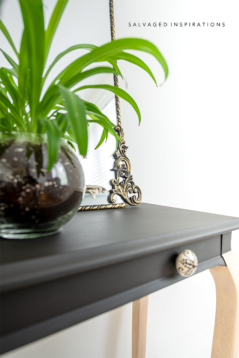 Side View of DIY Antiqued Gold Mirror