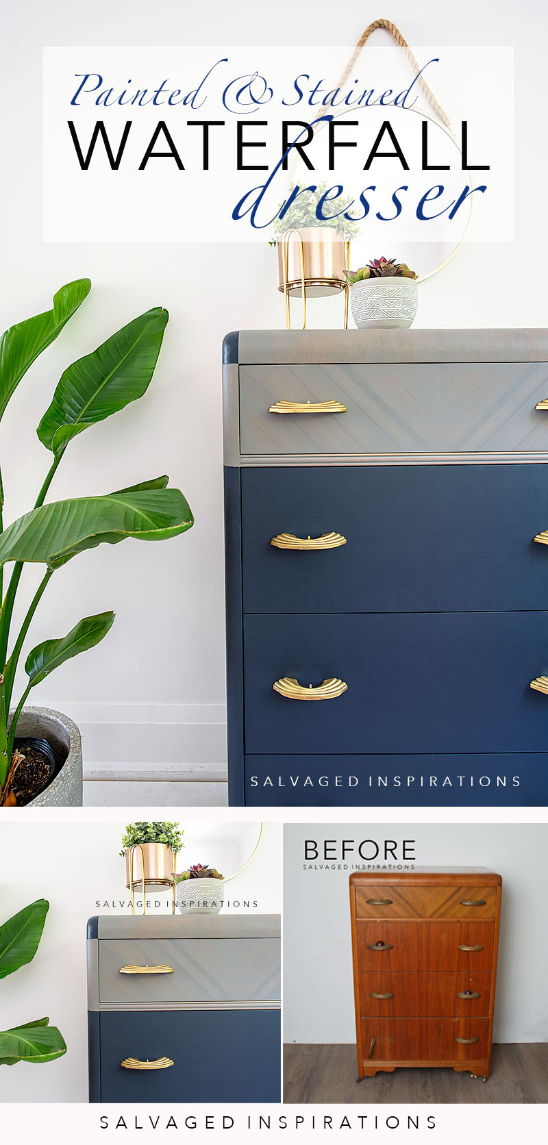 Waterfall Dresser Painted and Stained PIN