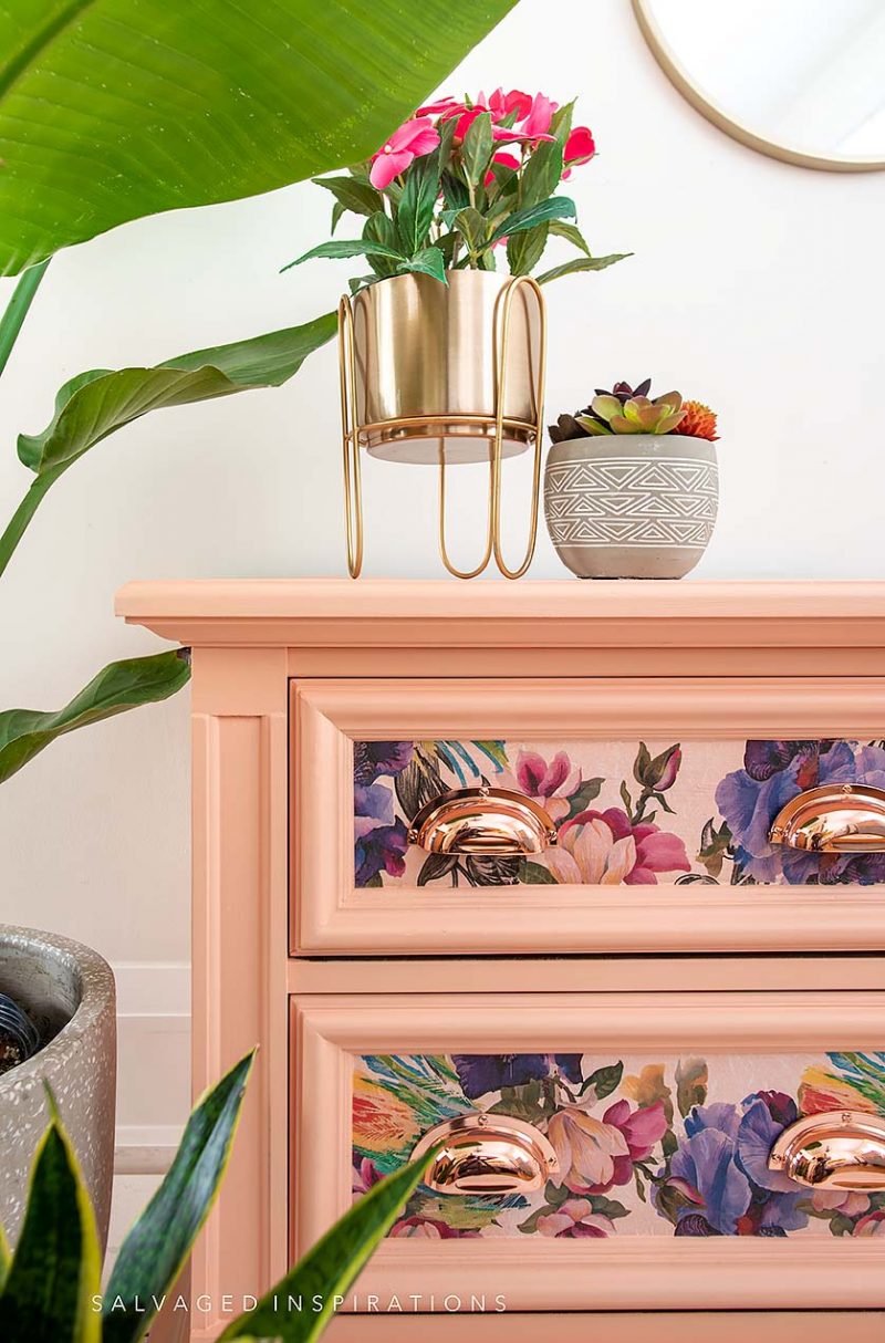 Decoupaged Nightstand Drawers Close Up IG