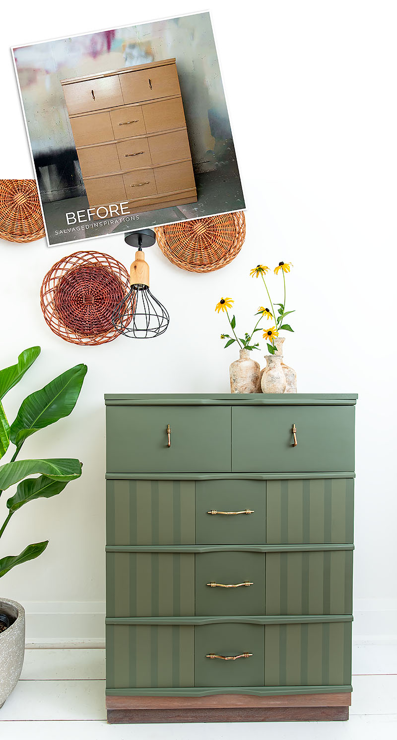 Green Ghost Strip Dresser Before and After