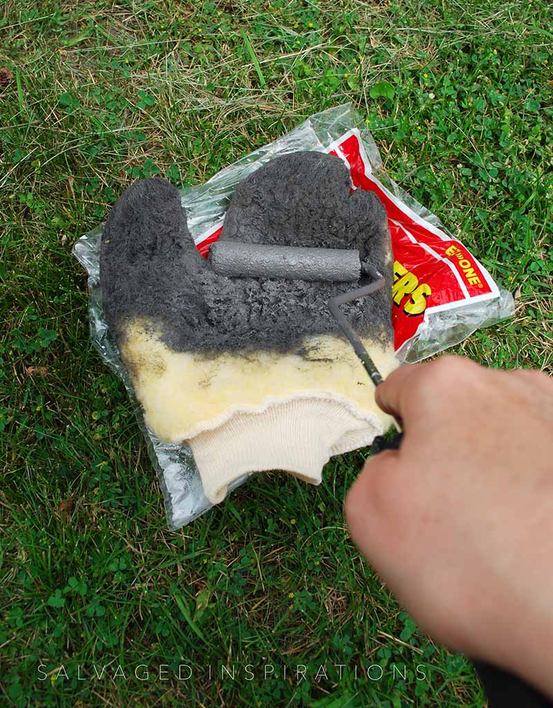 Rolling Paint onto Painters Mitt