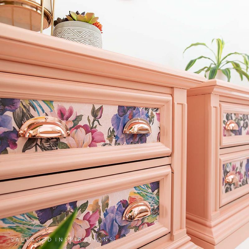 Side View of Decoupaged Nightstands IG