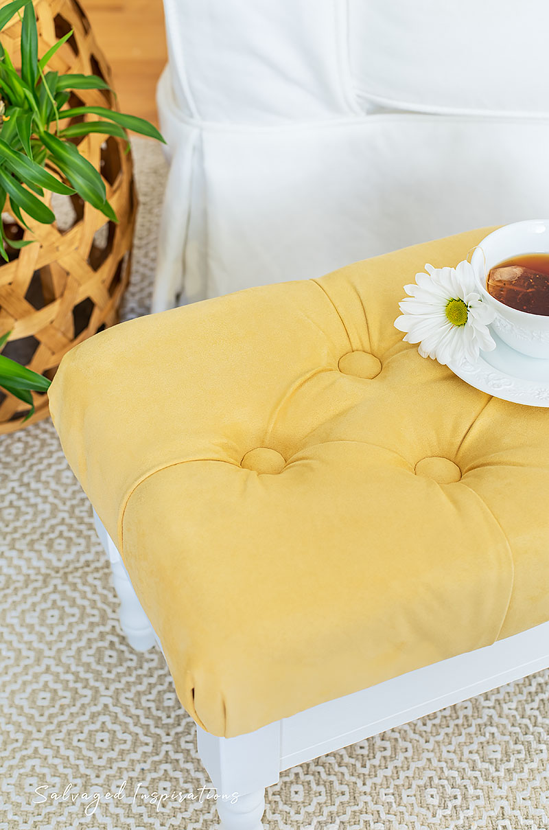 DIY Tufted Cushion on Foot Stool
