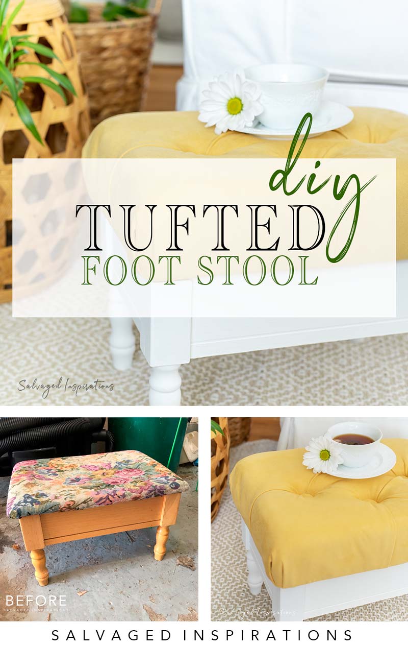 DIY Tufted Foot Stool Makeover PIN