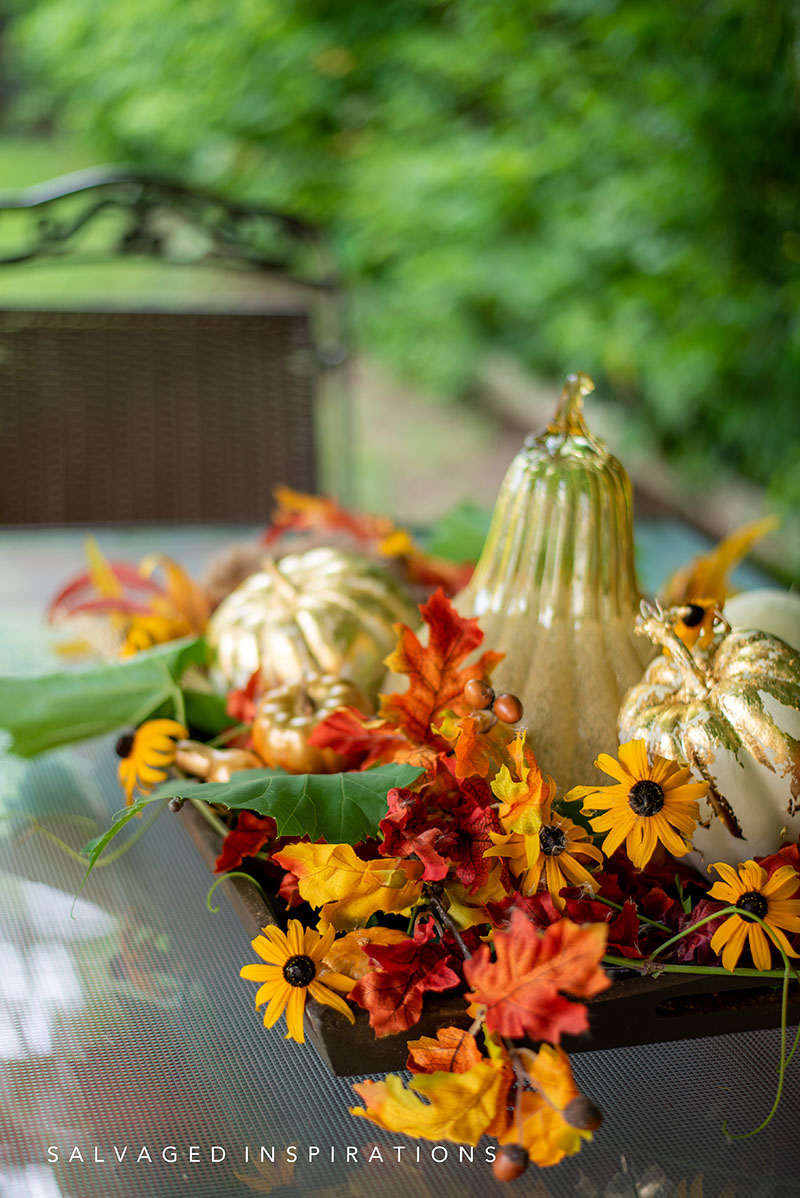 Faux Iron Tray Fall Centerpiece