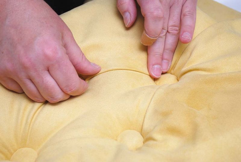 Fixing Pleats on Tufted footstool