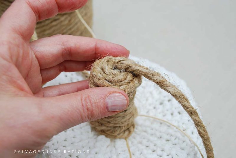 Gluing Sisal Pumpkin Stem