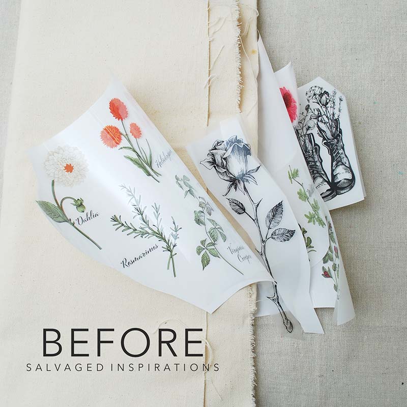 SCRAP FABRIC AND TRANSFERS BEFORE